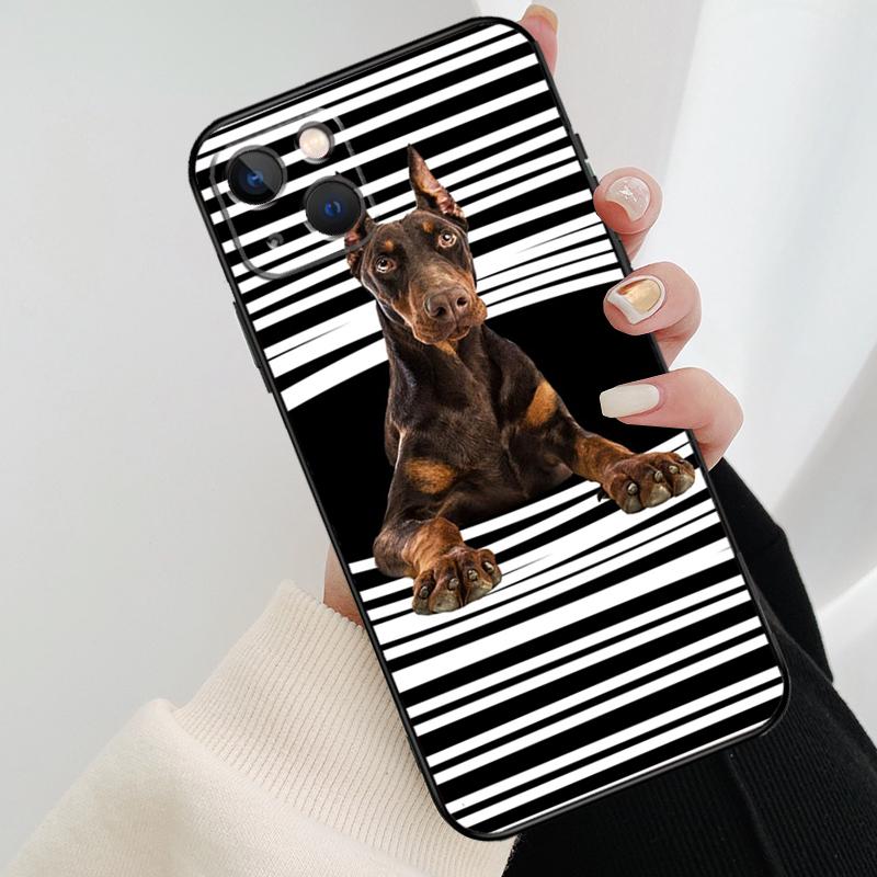 Dachshund Doberman Dog Phone Case For iPhone 13 14 15 16 Pro Max 11 12 XS XR X Plus Shockproof Bumper Soft Cover
