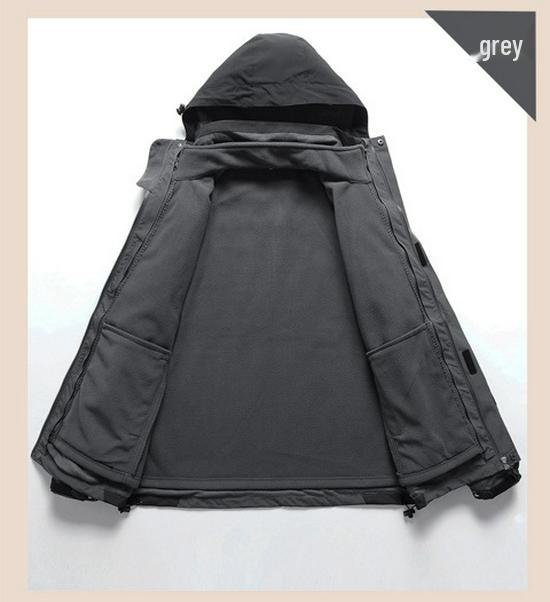 Unisex Cross-Border Hooded Windbreaker Jacket: Three-in-One Velvety Thickening for Autumn/Winter Mountaineering