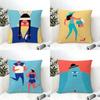Illustration by D-Dawid R-yski Pillow Case Natural Linen Double-Sided Printing Sofa Home Decor Cushion Cover