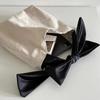 Trendy Bow Design Canvas Underarm Bag Fashion Simple Clutch and Handbag for Women