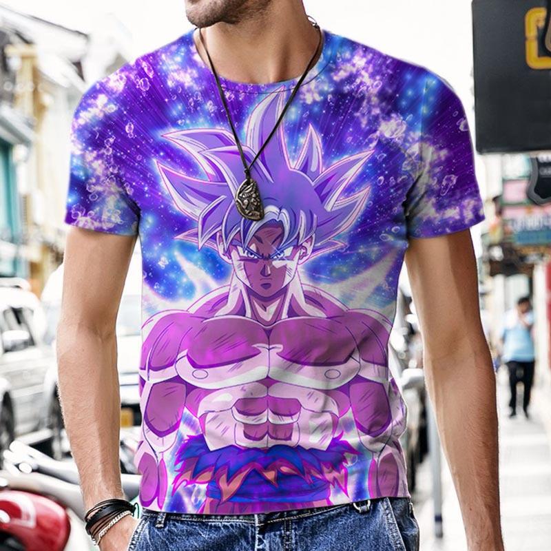 2026 Summer Dragon Ball Retro Fitness T-shirt Men s Oversized 3D Printed Short-sleeved Family S