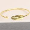 Open Cuff Women's Bangles Gold Color Metal Feather Shape Adjustable Open-Bangle Punk Fashion Hiphop Style Wrist Jewelry Pulseras