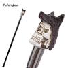 White Resin Wolf Hat Skull Head Walking Cane Fashion Decorative Steel Stick Gentleman Elegant Cosplay Cane Knob Crosier 93cm