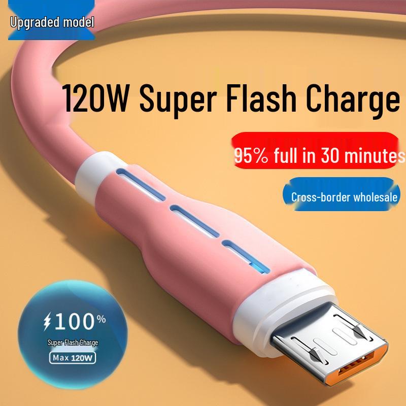 120W Fast Charging Micro USB Cable for Huawei, Vivo, Oppo, Samsung, Meizu Phones