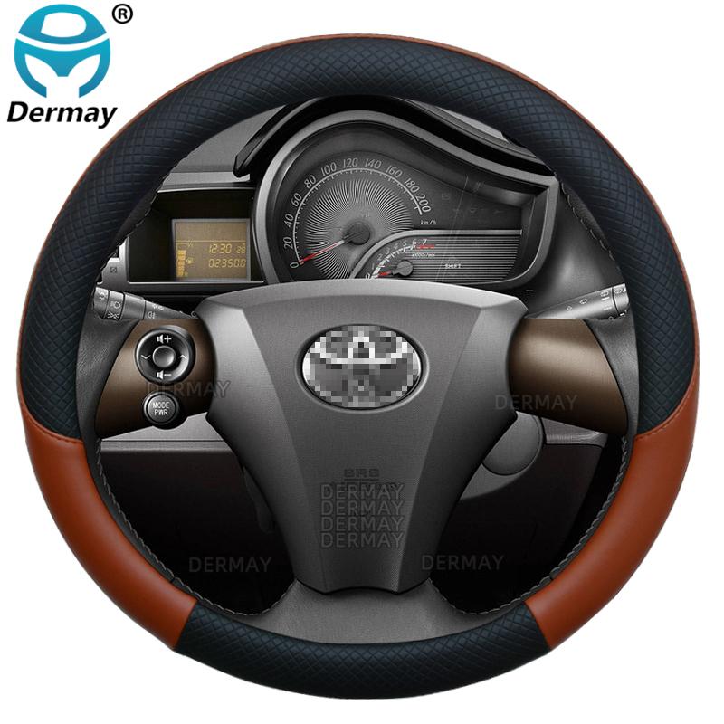 100% Marka DERMAY Pokrowiec na kierownicę samochodową ze skóry PU do Toyota IQ Scion iQ Singulato iC3 Wysokiej jakości akcesoria samochodowe
