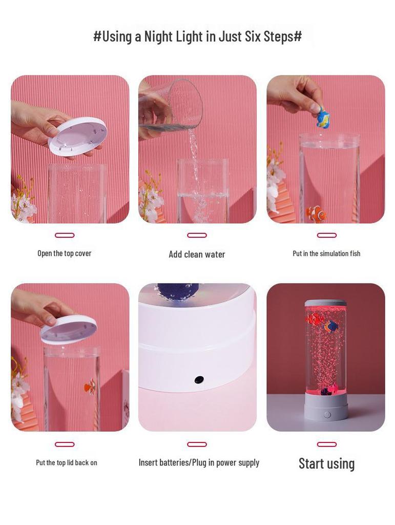 Colorful LED Jellyfish Bubble Night Light for Bedroom Atmosphere