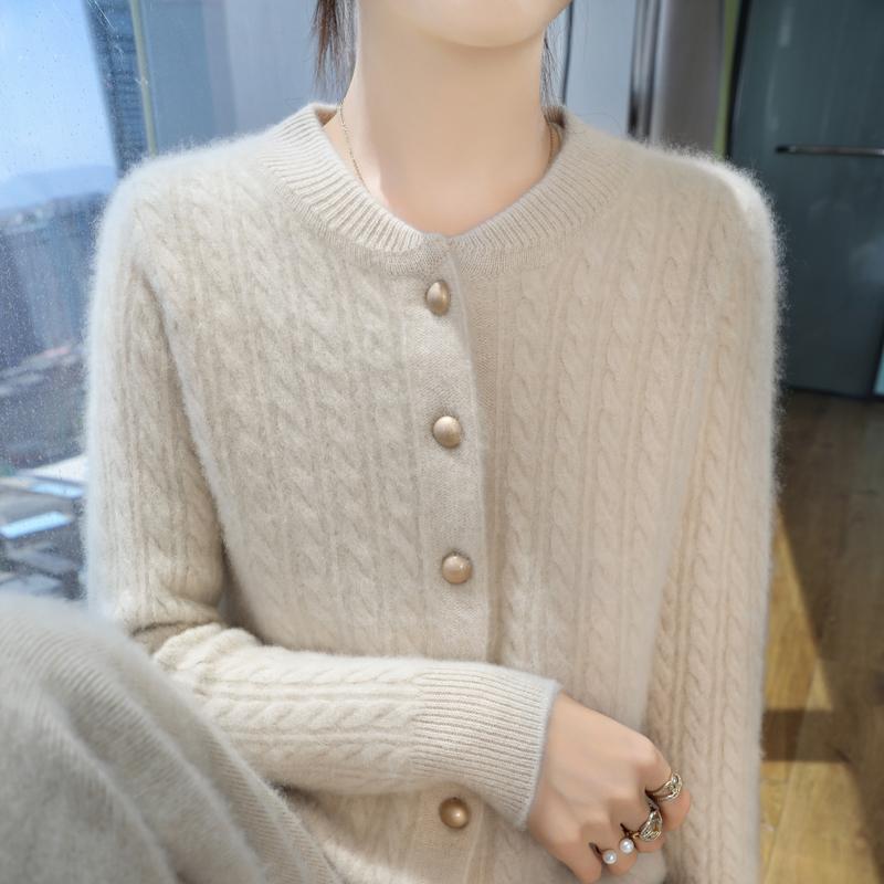 Women's Cashmere Cardigan Qinghe Cashmere 30% Cashmere 70% Wool Autumn and Winter Cashmere Cardigan Soft and Warm