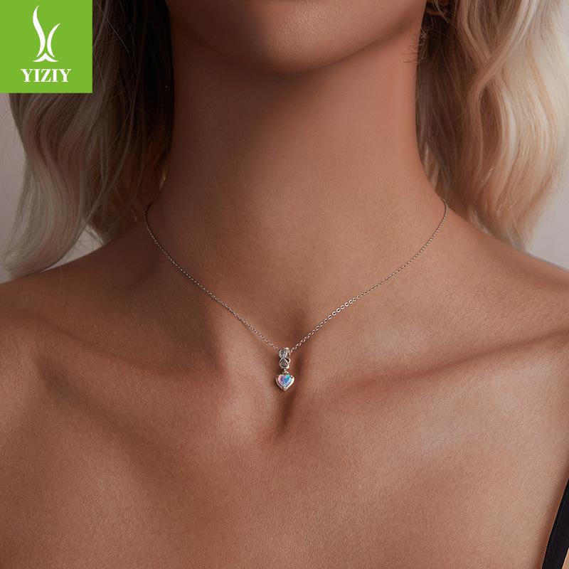 Eternal Heart Opal Pendant S925 Silver Beads Fashion Versatile Diy Bracelet Accessories