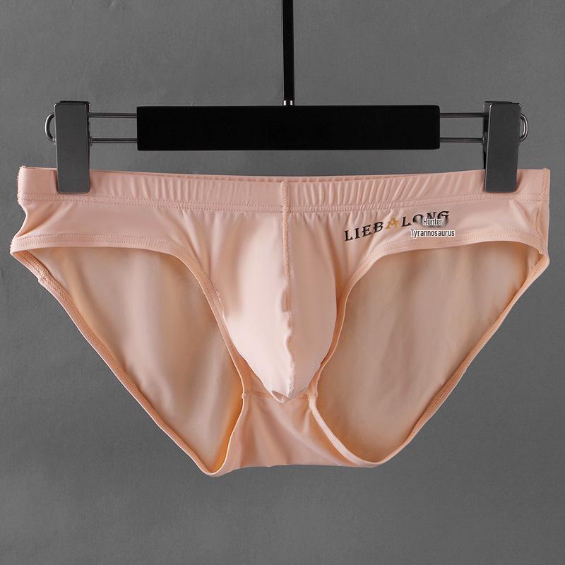 Men's Low Waist Ice Silk Triangle Briefs - Sexy, Thin Style with Bulge Pouch for Trendy Young Men