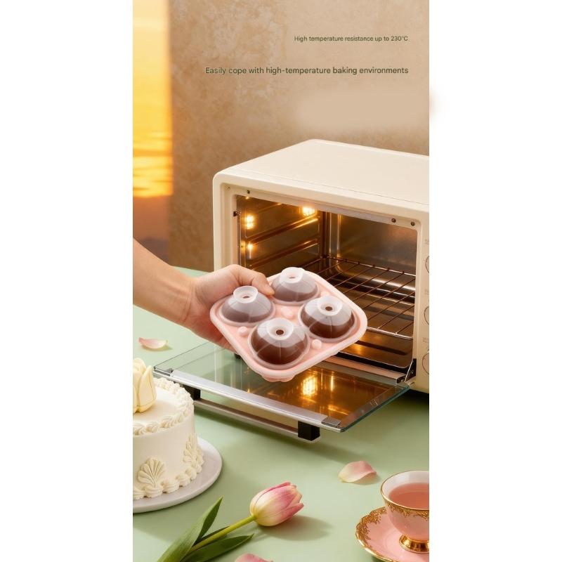 Food Grade Silicone Ice Mold with Tulips Design 4 Cavity Ice Cubes Tray Multipurpose Chocolate Dessert Crafting Mould