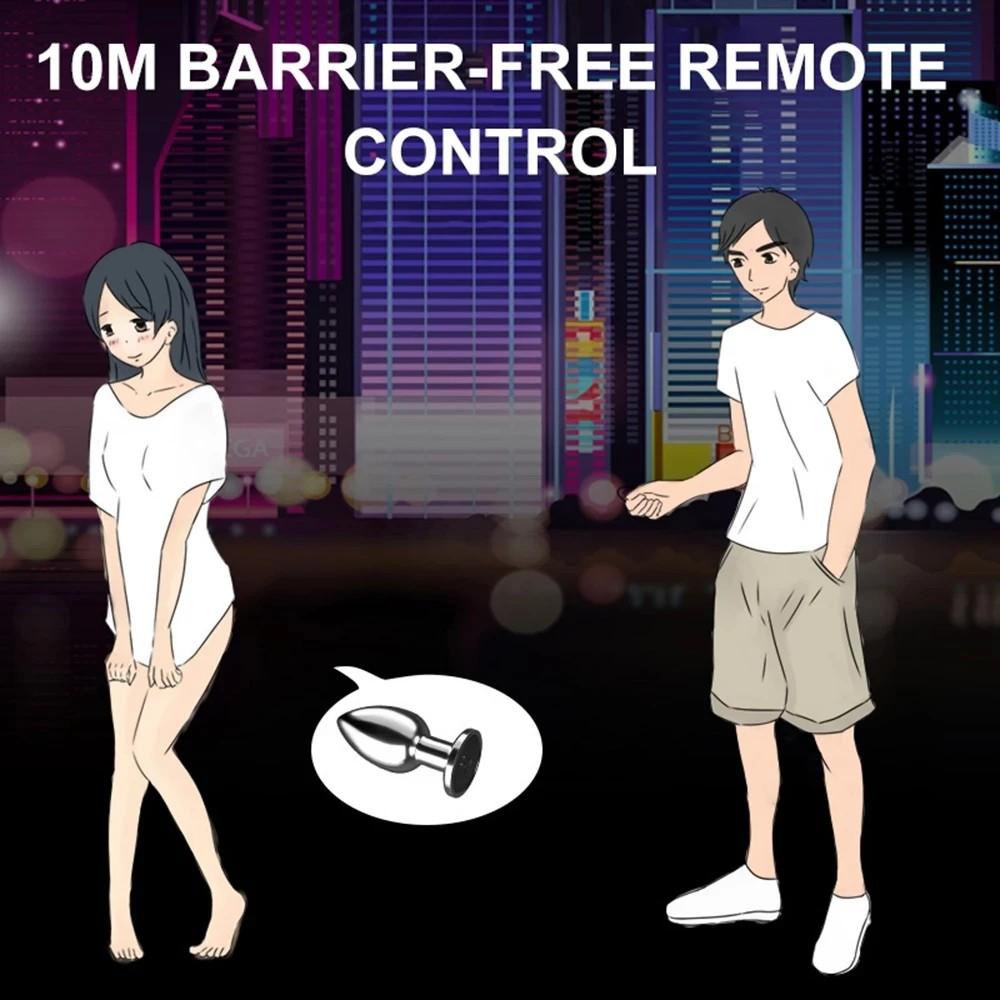 Butt Plug Vibrator Women's Metal Anal Plug Wireless Remote Men Prostate Massager Adult Supplies Anal Masturbate Sex Toys