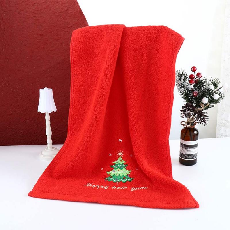 New Navidad Xmas Face Towel Christmas Decor Red Santa Claus New Year Gift Home Bathroom Washing Hand Face Towel Cloth Man Woman