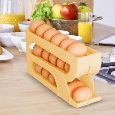 Automatic Rolling Egg Dispenser 3 Tiers Fridge Egg Storage Holder Space-Saving Refrigerator Side Door Egg Tray for Fridge
