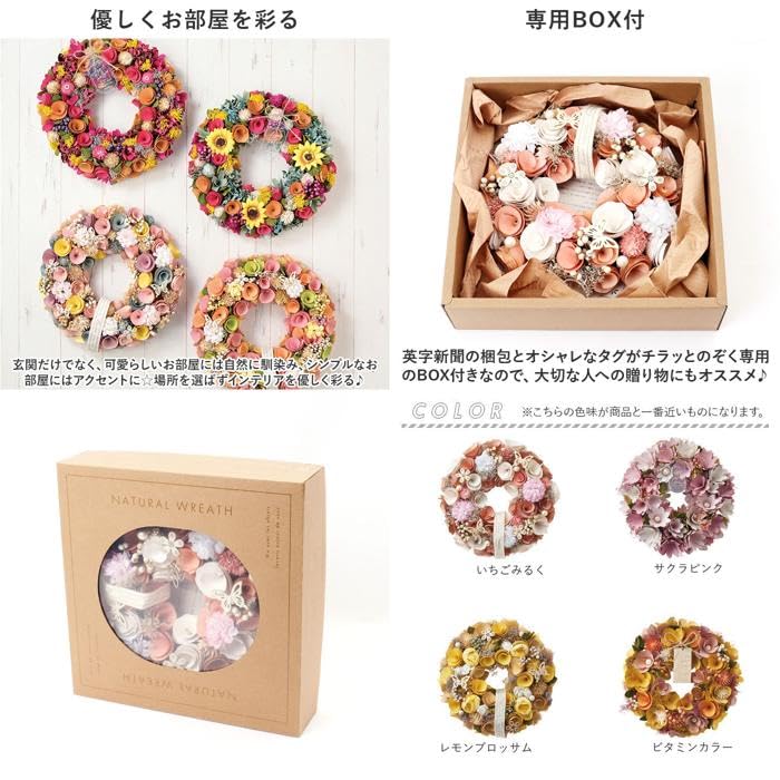 BACKYARD FAMILY Natural Wreath M Chiffon Fairy All Season Floral Home Decor Materials 24 cm Diameter