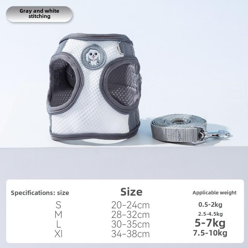 Summer Grid Breathable Leash Dog Chest Strap Vest Type Anti-bite Dog Chain Rope Dog Rope Pet Chest Back