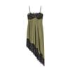Asymmetrical Lace Dress with Silk Satin Texture: European & American Women's Fashion