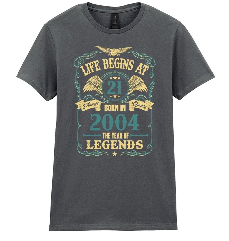 

Life Begins At 21 Womens 21st Birthday T-Shirt BORN 2004 Ladies Gift Mothers Day 4XL