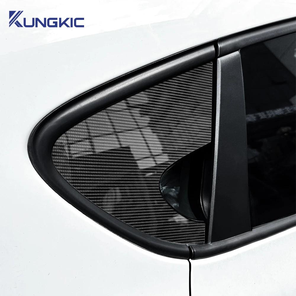 For Seat Leon MK1 Altea 2005 2006 2007 2008 2009 2010 2011 2012 Triangle Window Sticker Carbon Fiber Pattern Glossy Black Trim