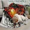 1pc Vintage Heart & Rose Tattoo Design Soft Warm Blanket, 60x80 Inch, All-Season Multi-Purpose Cozy Throw for Dorm, Camping