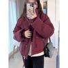 Winter Fashion Stand Collar Pocket Warm Coat Women Loose Casual Solid Color Cardigan Lady Outwear Zipper Top