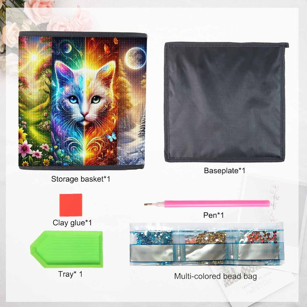Divine Cat 5D Diamond Painting Storage Basket Full Round Drill Mosaic Diamond Embroidery Cross Stitch Kits Home Decor Home Decor