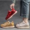 Johnature Genuine Leather Sneakers Casual Sports Shoes Round Toe Lacd-up Retro Versatile Women's Flat Shoes