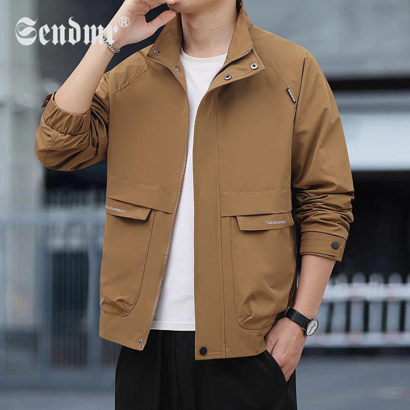 

Простая Универсальная Куртка Мужская со Стойкой Воротником в Корейском Стиле, Модная Мужская Одежда, Новая Весенне-Осенняя Модная Брендовая Куртка, Стильная 4XL кофейный