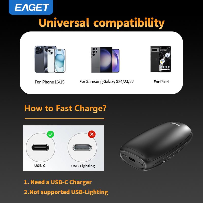 5000mAh Typ-C Einzelschnittstelle Tragbare PowerbankNeue TechnologieHandwärmer 3 HeizstufenBis zu 45°C/50°C/55°C 14 Stunden ultralange Heizdauer, Heizpflaster.