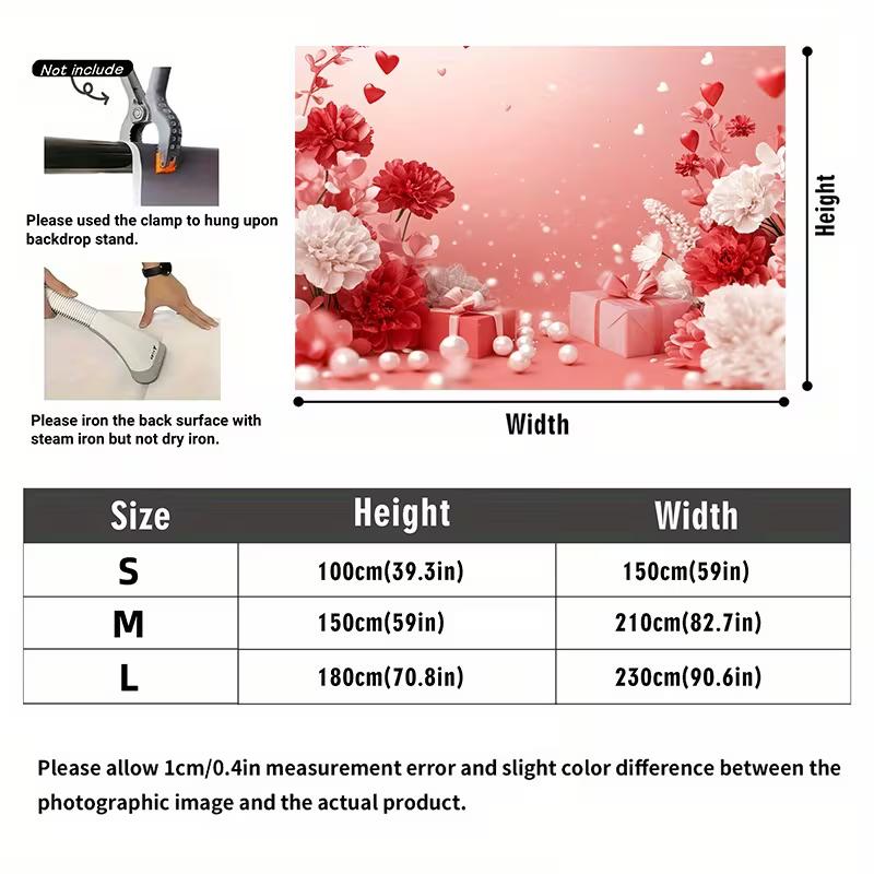 2D Pink Valentine Background, Red White Flowers & Gift Boxes Backdrop