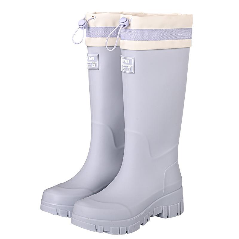 High Tube Women's Rubber Shoes Waterproof Bundle Rain Shoes Women's High Waterproof Mouth Women's Rain Boots Heightening Outdoor Fashion Water Boots