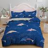 Dolphin Ocean King Queen Duvet Cover Cute 3D Sea Animal Bedding Set For Kids Teens Adults Shoal Of Fish Blue 2/3pcs Quilt Cover