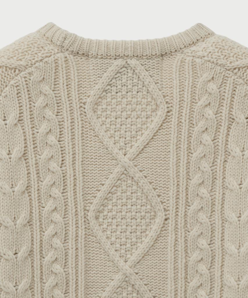 Seteo Big Cable Fisherman Pullover Knit Cream