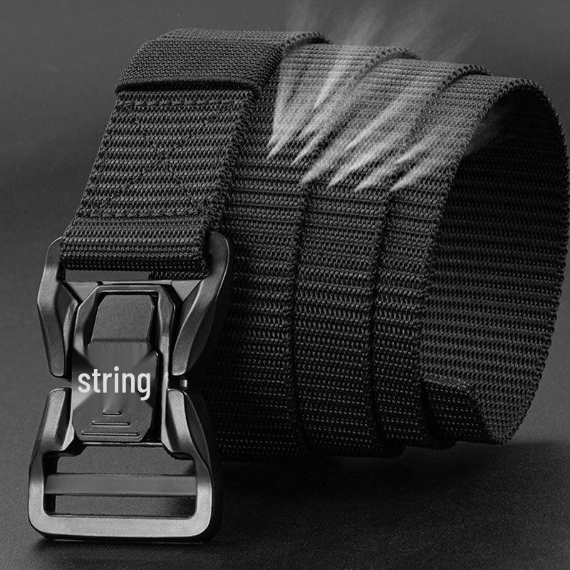 Men's Tactical Nylon Auto-Buckle Belt for Outdoor Work & Military Training