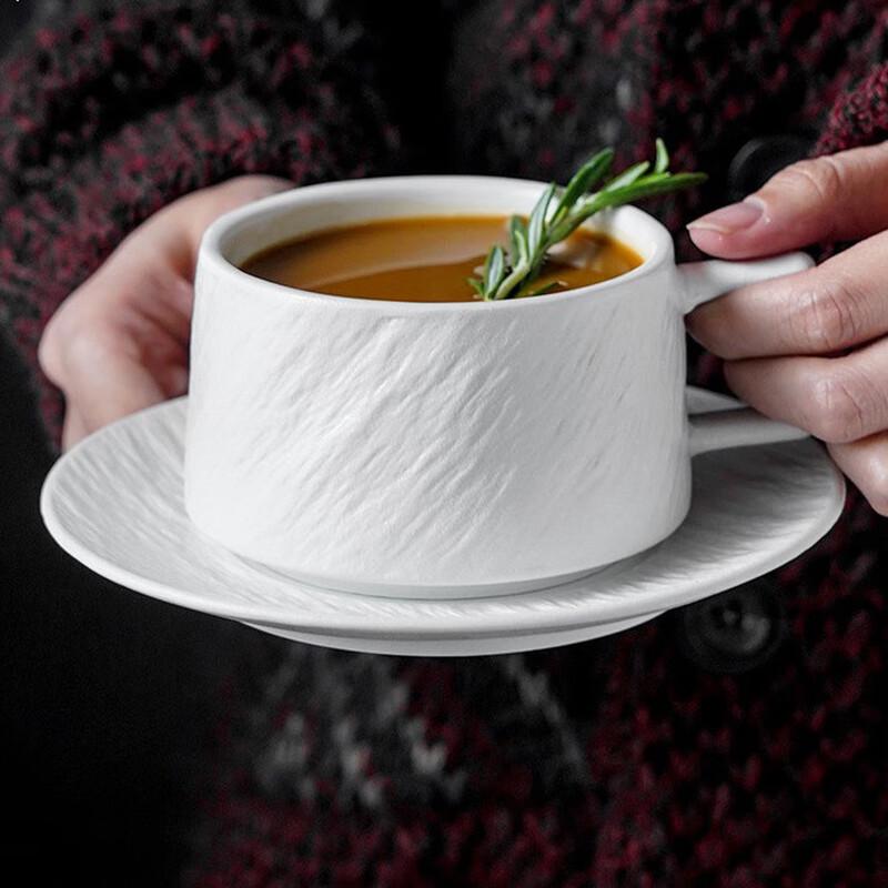 Stoneware Ceramic Coffee Cup and Saucer Set