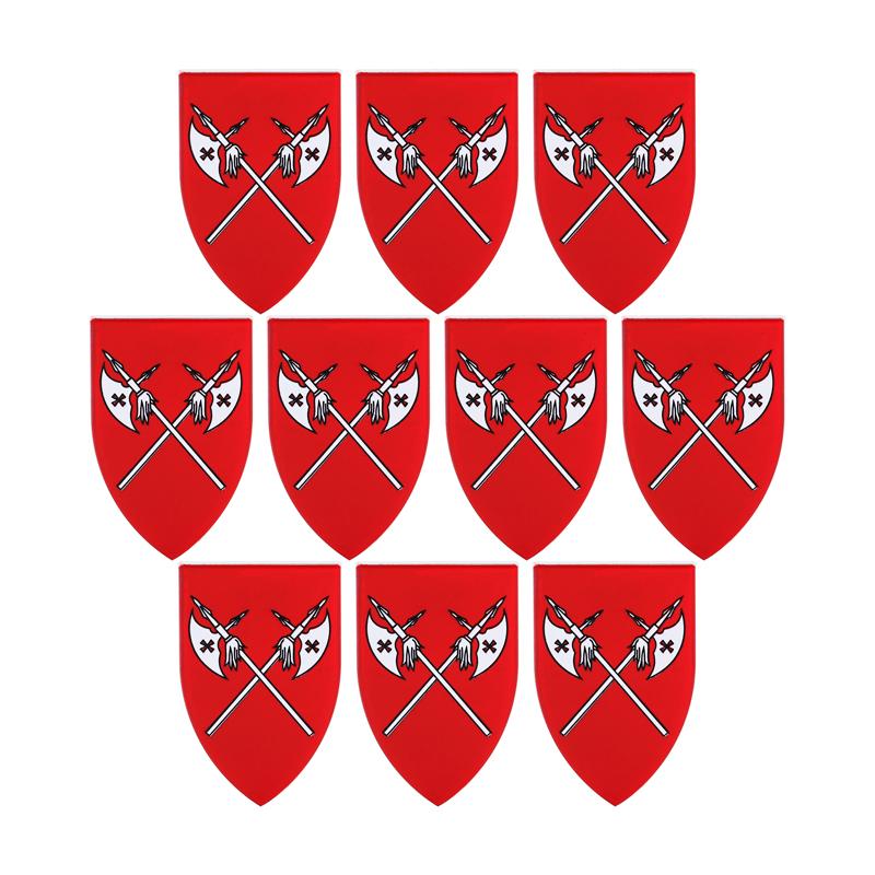 MOC Medieval Military Castle Weapon Roman Knight Helmet Shield Accessories Building Blocks Green Dragon Lion Crusader Bricks Toy