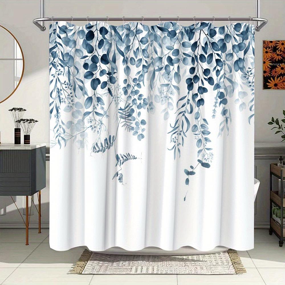 Elegant Blue & White Wisteria Shower Curtain - Watercolor Design,Delicate Leaves, Stylish Bathroom Decor, All-Season