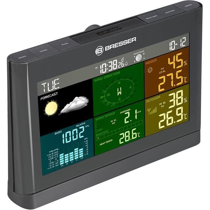 Bresser Station Météo Radio Avec Capteur Extérieur Temps Centre Avec 5-in-1 (Température, Pression D'Air , Humidité De L'Air,...