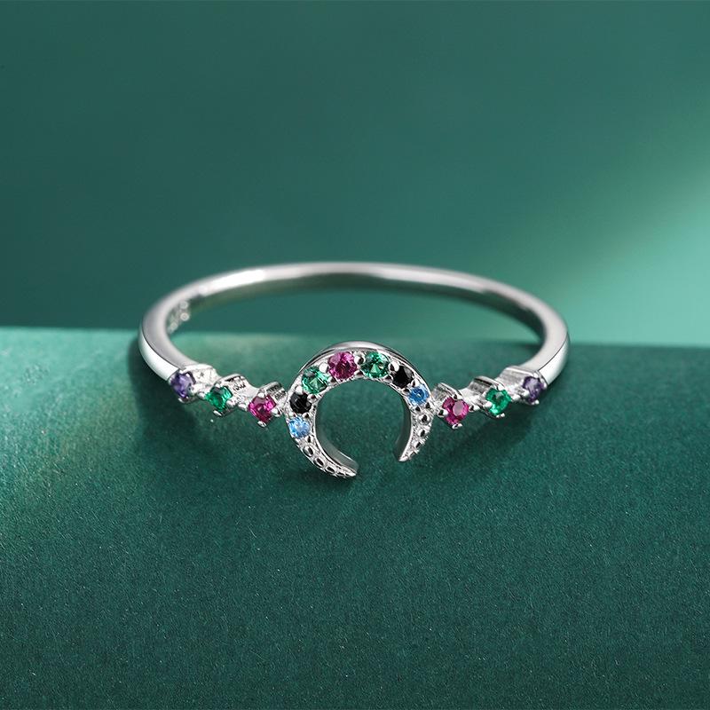 Trendy S925 Sterling Silver Multicolor Hollow Ring for Women – Versatile Niche Design, Perfect for Best Friends