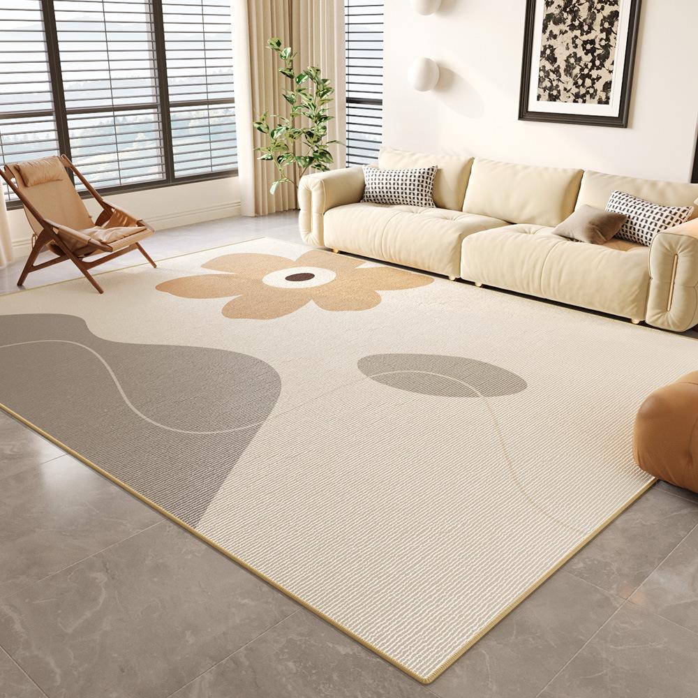 Cream Wind Carpet Living Room Leave-In Washable Sand Wiping Coffee Table Dirt-Resistant Non-Slip Mat Bedroom Bedside Easy To Take Care Of Floor Mat