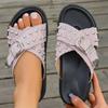 Fashion Fashion Rivet Decor Platform Slippers Women Cross Strap Med Heel Summer Sandal Woman Plus Size Comfort Non Slip Slides Mujer