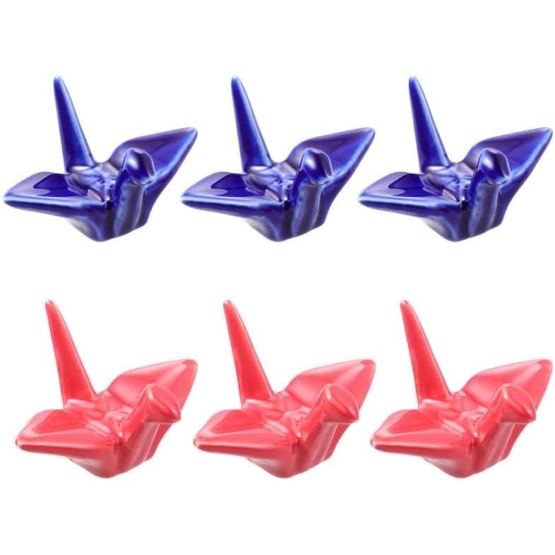 Homoyoyo Origami Crane Chopstick Rests, Set of 6, Ceramic, Japanese Style Chopstick Holders, Spoon/Fork Rest, Tableware Accessory, Good Luck Charm,