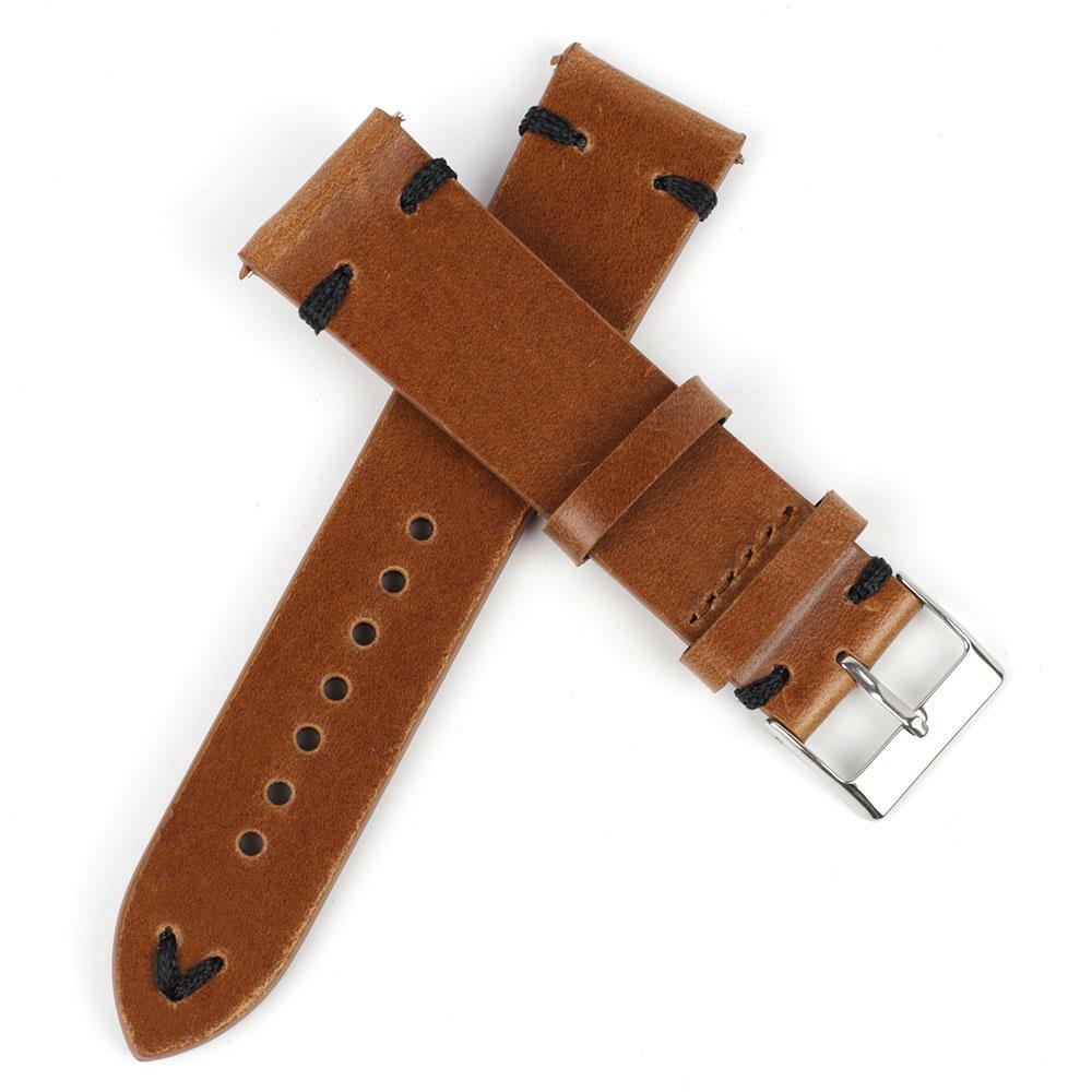 Retro Oil Wax Genuine Leather Watchband 18mm 20mm 22mm 24mm Quick Release Calfskin Watch Strap for Men Wristband Watch Accessory