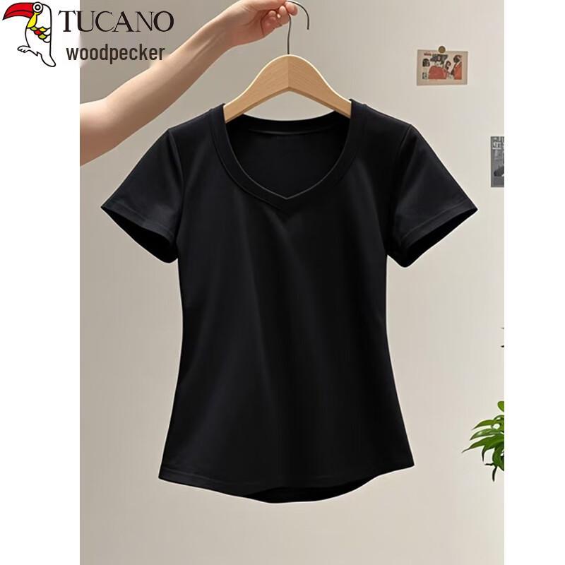 Women s V-neck Slim-fit Short-sleeve T-shirt 2XL