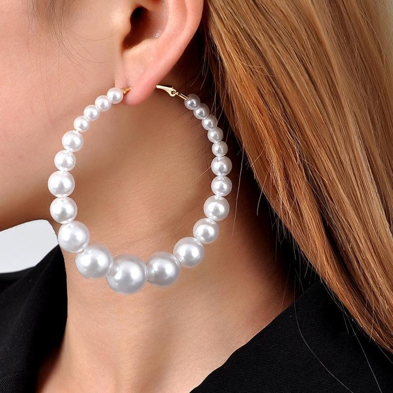 1PAIR Stylish Vintage CCB Earrings Pearl Earrings Ear Clasp Earrings Versatile Earrings