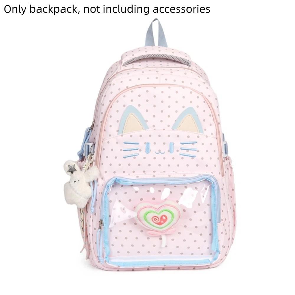 Preppy Style School Backpack Kitten Students School Bag Shoulder Bag Cartoon Cat Backpack  Outdoor