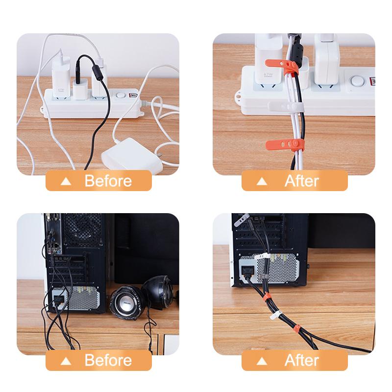 10Pcs Cable Organizer Silica Data Line Cable Straps Electrical Wires Fixed Cable Organizer Earphone Cable 3 Holes Cord Winder
