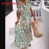 Wish Summer Printed Aline Dress With V Neck Short Sleeves For Street Style Women