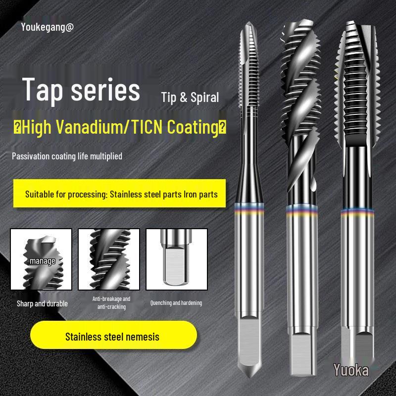 UMLO High Vanadium Spiral Tap Machine for M3-M10 Stainless Steel Tapping