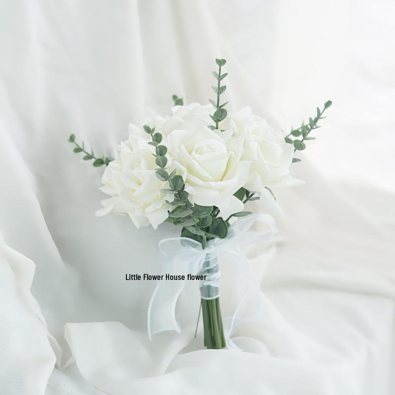 Bouquet Sposa Eucalipto Stile Foresta - Composizione Floreale Artificiale a Mano per Matrimoni & Arredo Casa