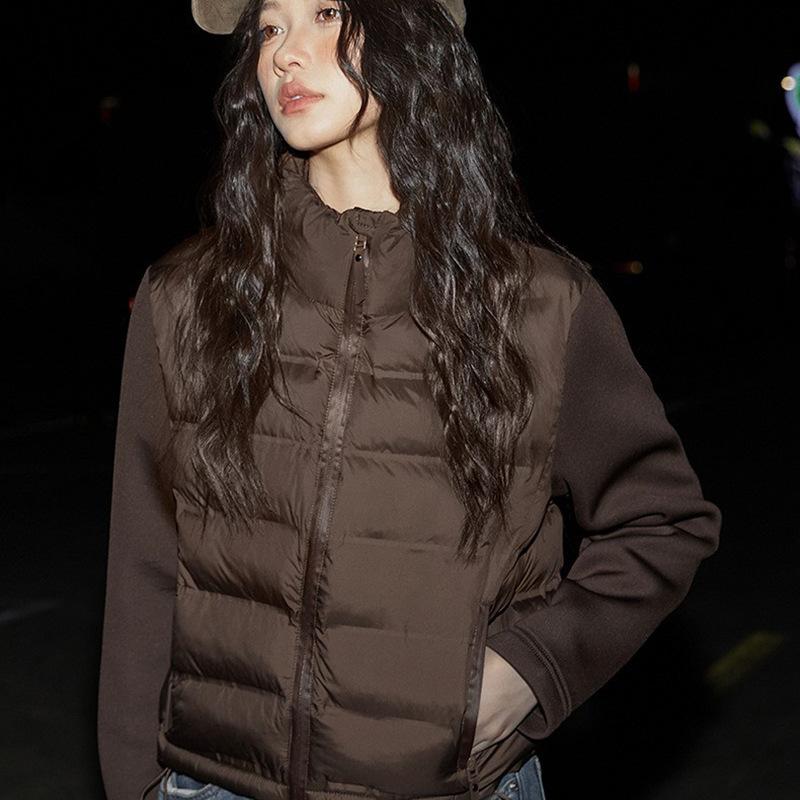 

Small light down cotton clothes women s trend temperament thin versatile stand-up collar high-end simple coat winter XL (recommended 135-75kg)